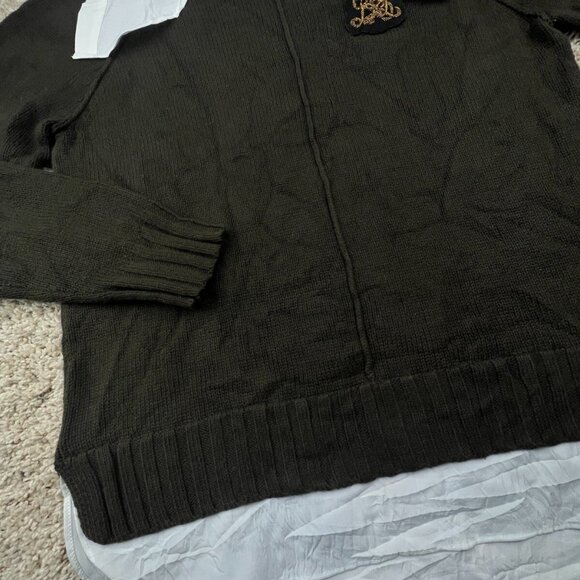 Lauren Ralph Lauren Women’s Sweater Brown Medium Crest Logo White Trim School - Picture 9 of 14